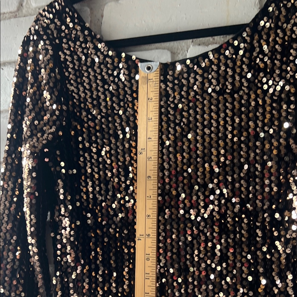 Sequin Long Sleeve Cocktail Dress - Black/Gold - ONLY - Picture 9 of 13